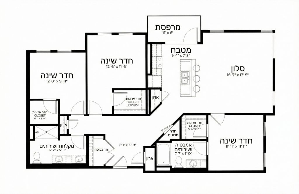 תוכנית דירה 2D מפורטת